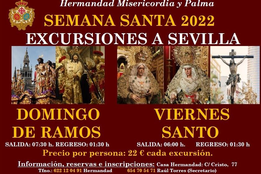  La Hermandad de Misericordia y Palma organiza excursiones para la Semana Santa 2022