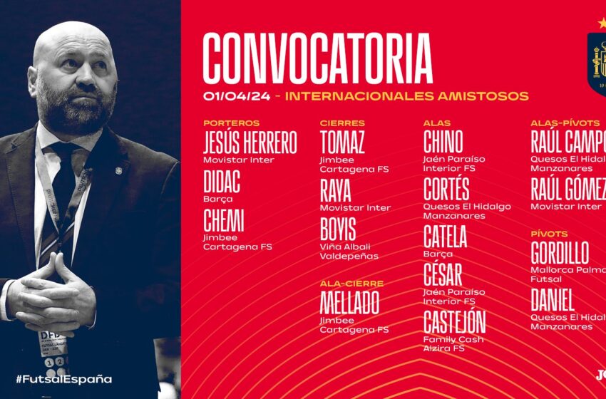  Manzanares será sede de uno de los partidos amistosos de la selección española de fútbol sala.