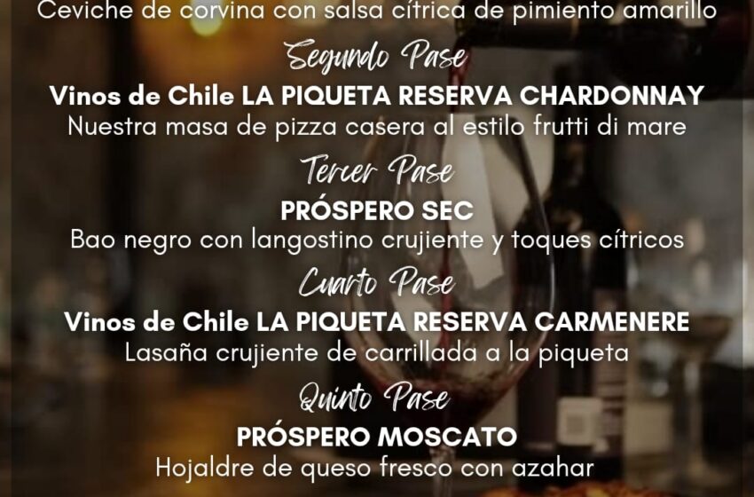  El restaurante The Rooftop – La Pizzería ofrece una cena maridaje el 22 de enero en Valdepeñas.