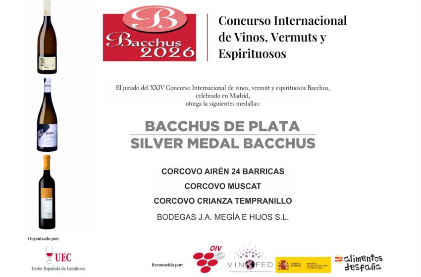  CORCOVO obtiene tres medallas de plata en el Concurso Internacional de Vinos BACCHUS 2026